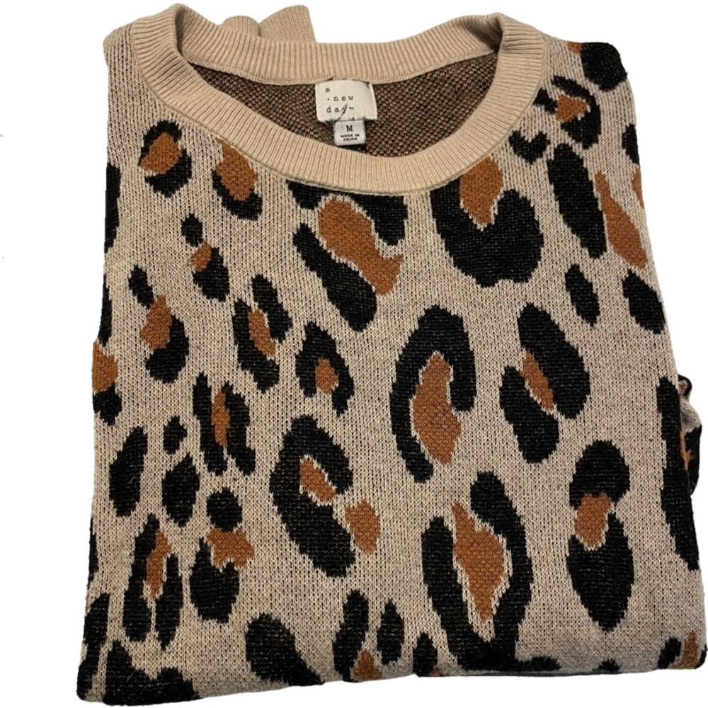 A New Day Leopard Crew Neck Sweater - Picture 2 of 5